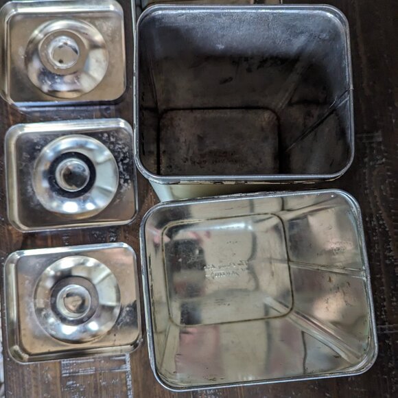 Vintage 1950s Rustic Farmhouse Canister Set of 3 Queen Line by AR Lite MCM - Picture 9 of 13